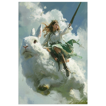 Futuristic Female Warrior Riding a Giant Rabbit Jigsaw Puzzle (30, 110, 252, 500,1000-Piece)