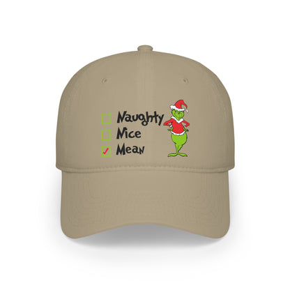 Naughty Nice Mean Grinch  Low Profile Baseball Cap