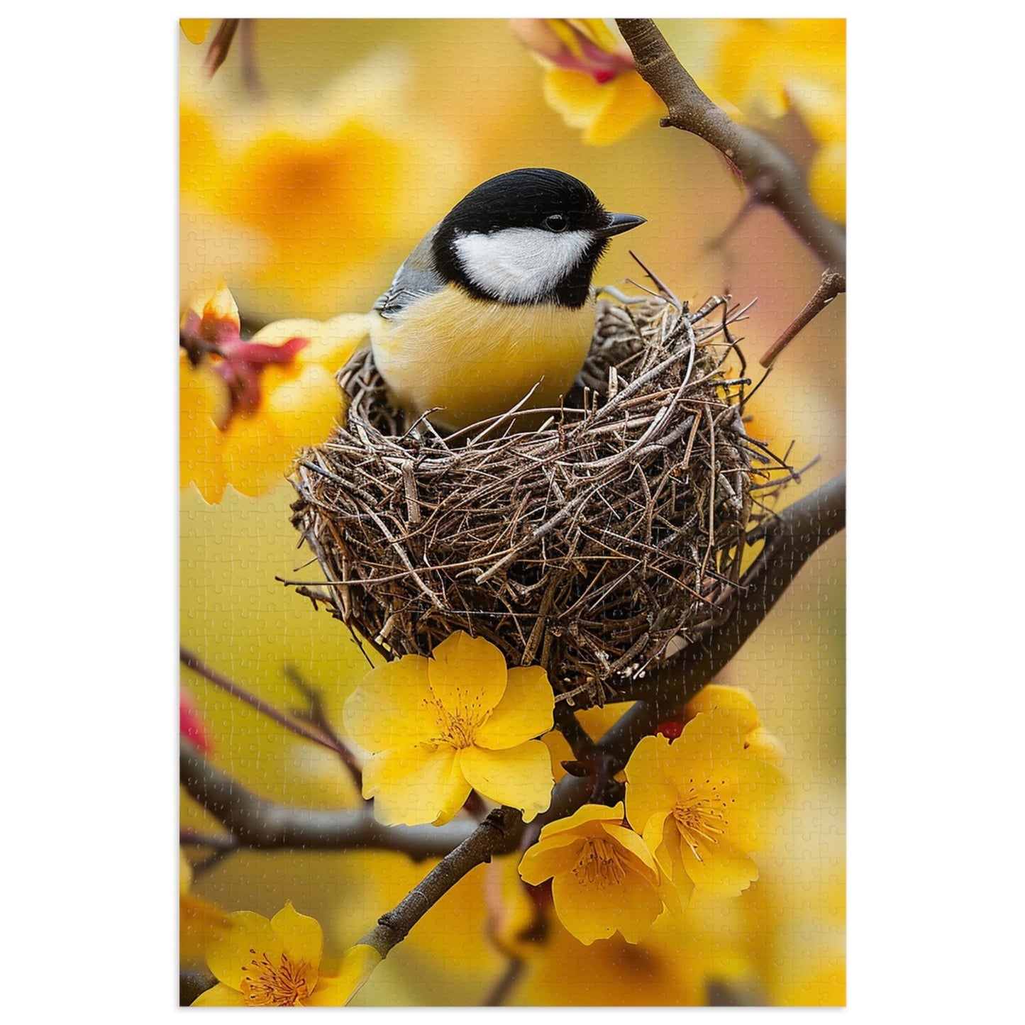 Yellow and Black Bird Nesting Jigsaw Puzzle (30, 110, 252, 500,1000-Piece)