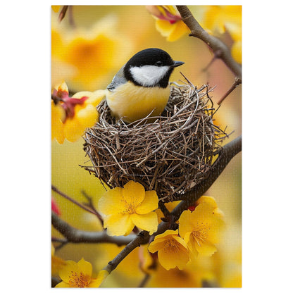 Yellow and Black Bird Nesting Jigsaw Puzzle (30, 110, 252, 500,1000-Piece)