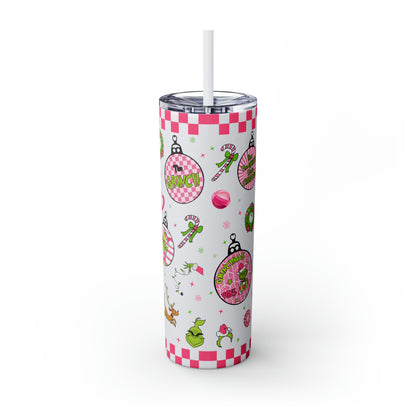 In My Grinch Mama Era  Skinny Tumbler with Straw, 20oz