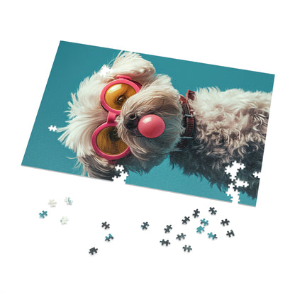 Maltese with Pink Sunglasses  Jigsaw Puzzle (30, 110, 252, 500,1000-Piece)