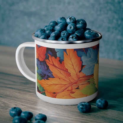 Colorful Leaves Enamel Camping Mug