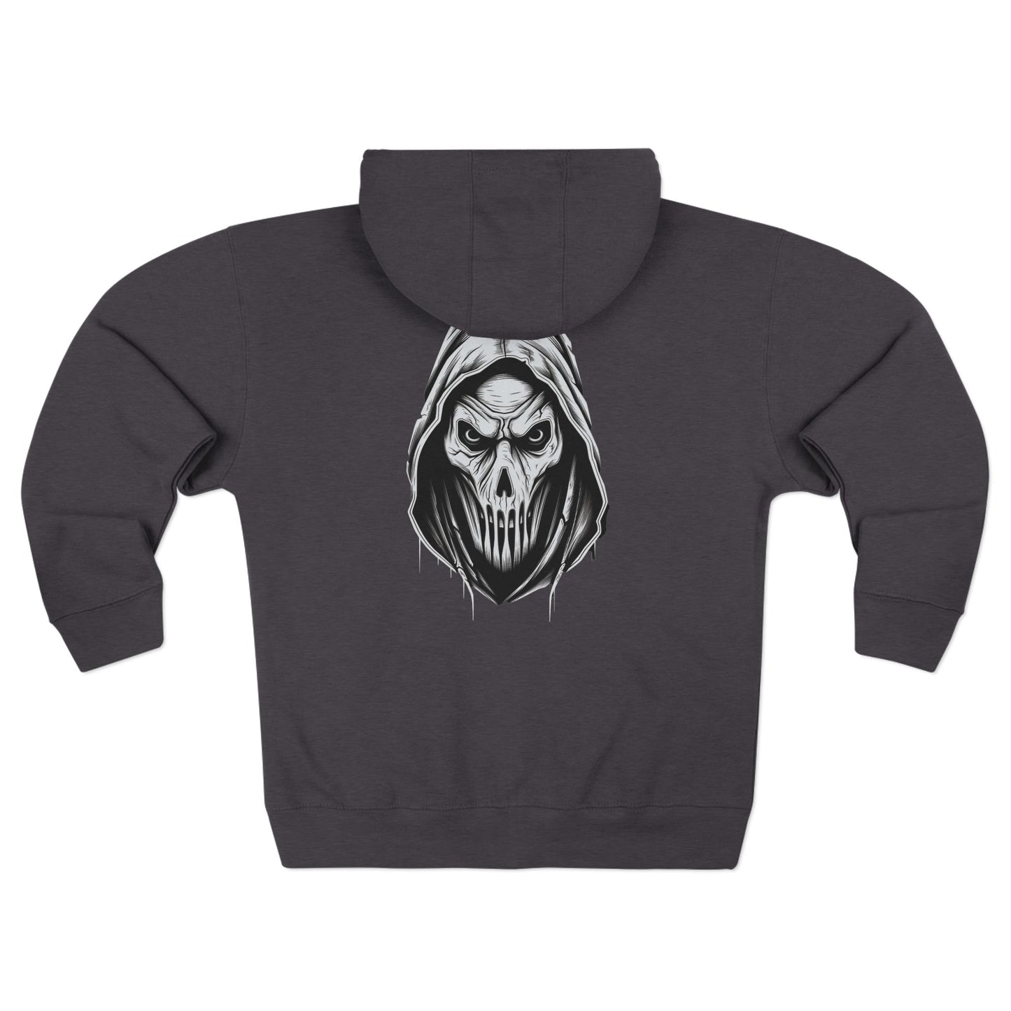 Scary Skull Back Printed Premium Full Zip Hoodie