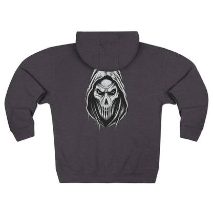Scary Skull Back Printed Premium Full Zip Hoodie