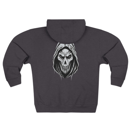Scary Skull Back Printed Premium Full Zip Hoodie