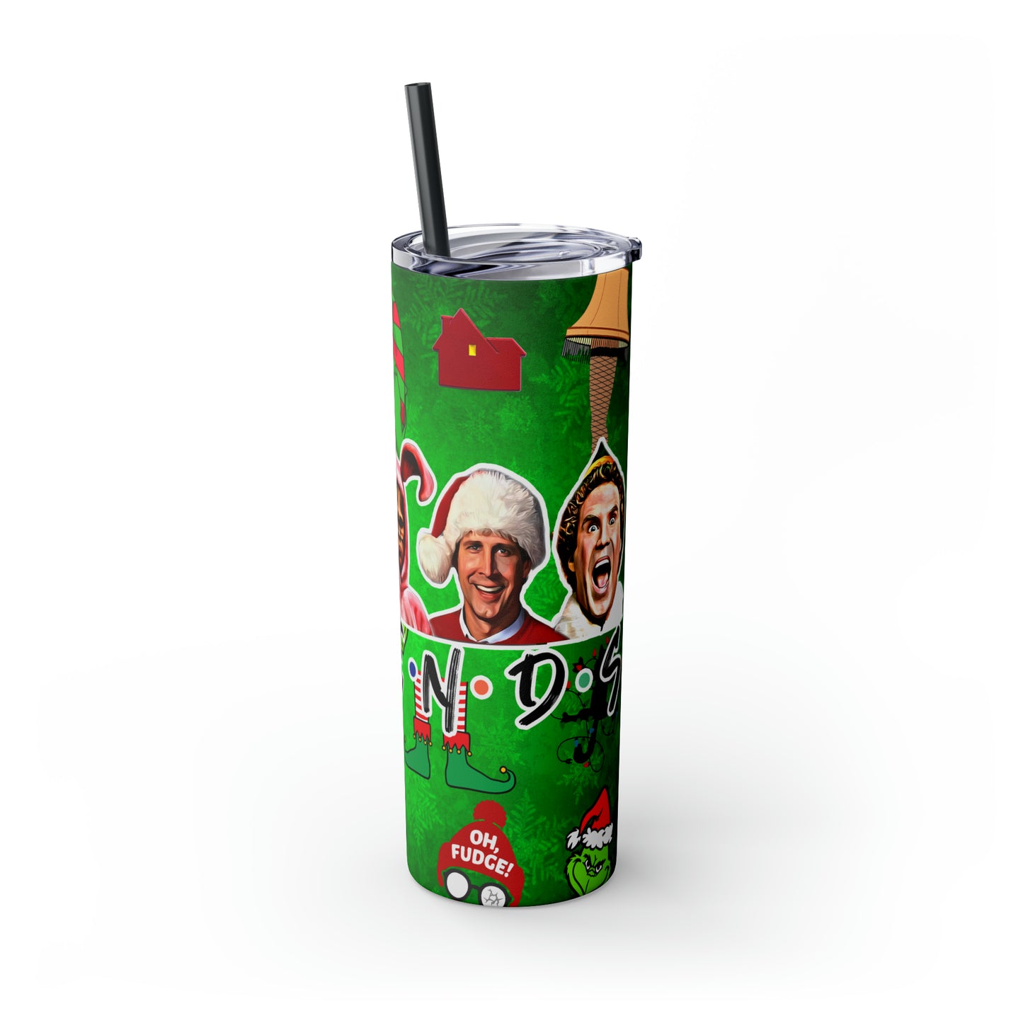 Christmas Friends  Skinny Tumbler with Straw, 20oz