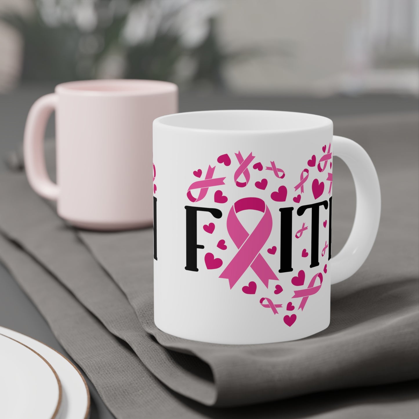 Breast Cancer Awareness Faith Motivational Ceramic Mugs (11oz\15oz\20oz)