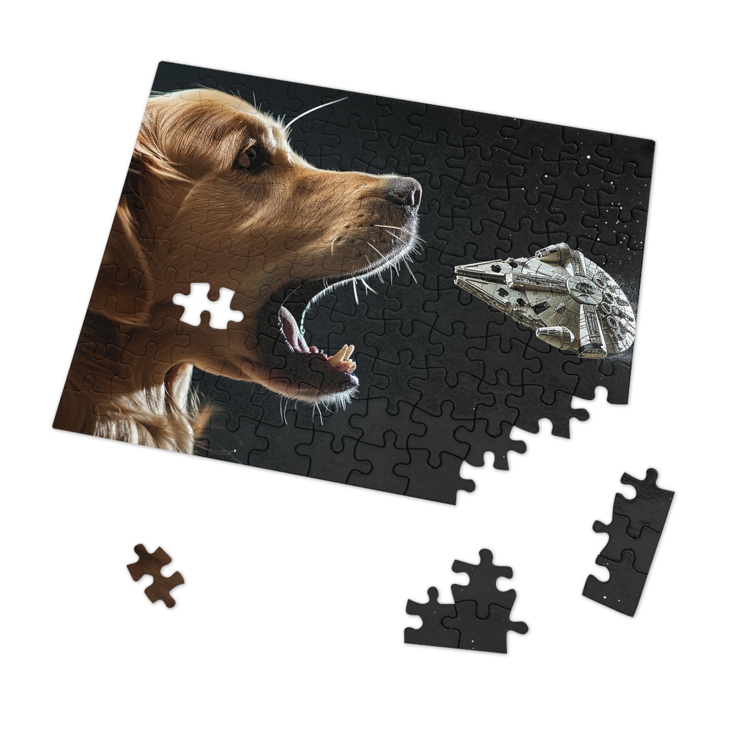 Golden Retriever vs Millennium Falcon  Jigsaw Puzzle (30, 110, 252, 500,1000-Piece)