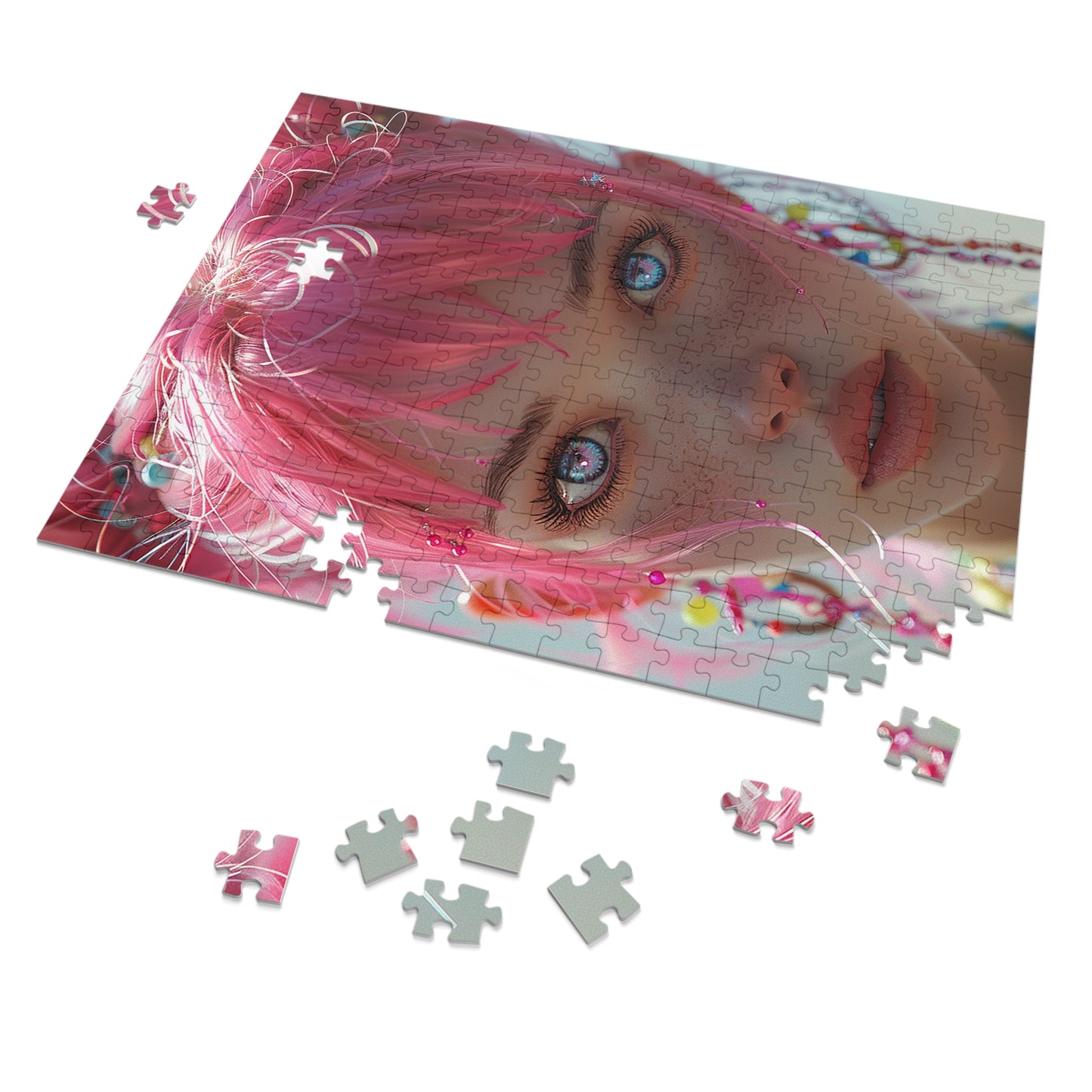 Pink Haired Anime Girl  Jigsaw Puzzle (30, 110, 252, 500,1000-Piece)