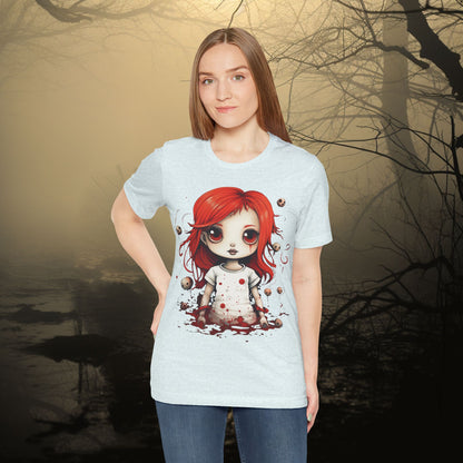 Pretty Creepy Doll Halloween Unisex Jersey Short Sleeve Tee
