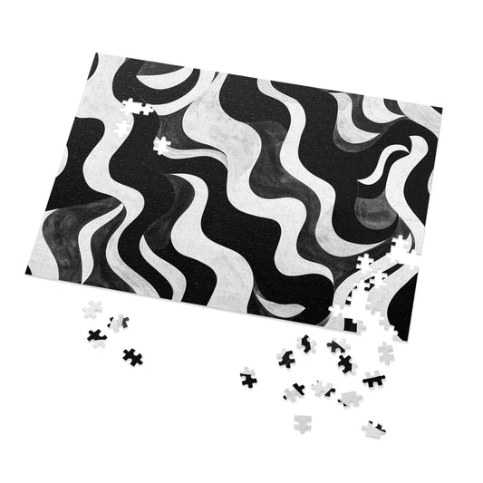 Black and White Waves  Jigsaw Puzzle (30, 110, 252, 500,1000-Piece)