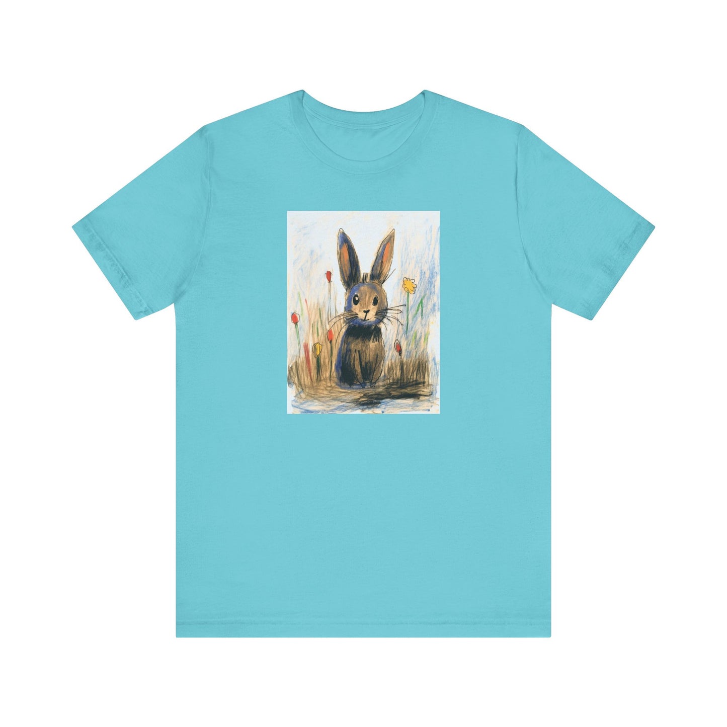 Child's Drawing of a Bunny Rabbit   Unisex Jersey Short Sleeve Tee