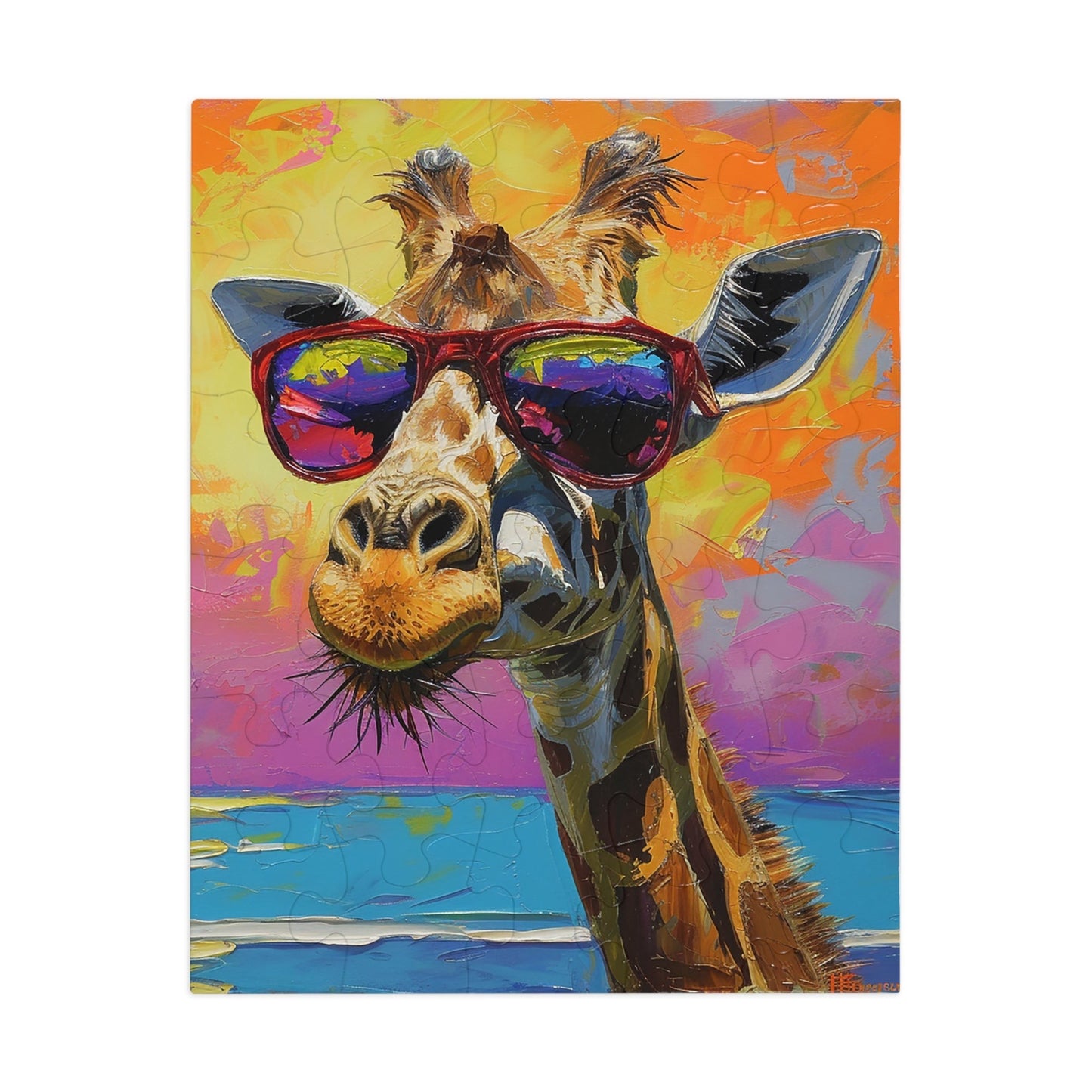 Beach Loving Giraffe Wearing Her Shades Jigsaw Puzzle (30, 110, 252, 500,1000-Piece)