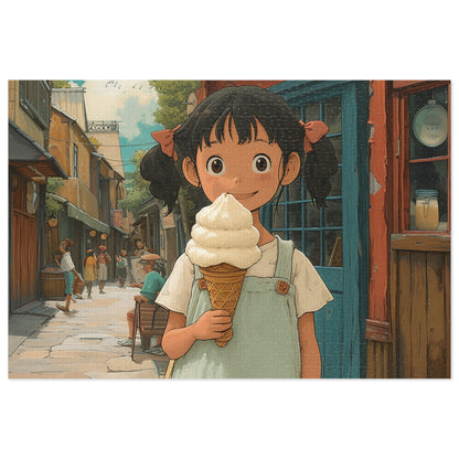 Young Anime Girl with an Ice Cream Cone  Jigsaw Puzzle (30, 110, 252, 500,1000-Piece)