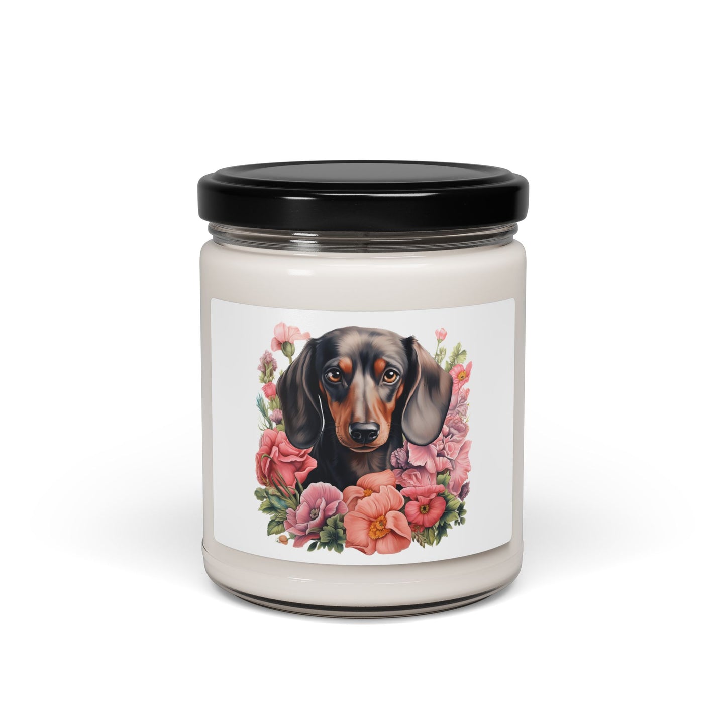Dachshund Floral Soy Candle — 9oz Scented Jar (Dog Lover Gift)