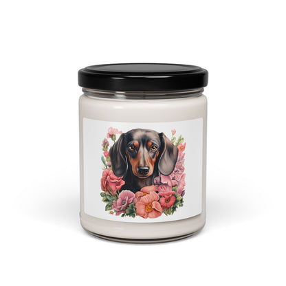 Dachshund Floral Soy Candle — 9oz Scented Jar (Dog Lover Gift)