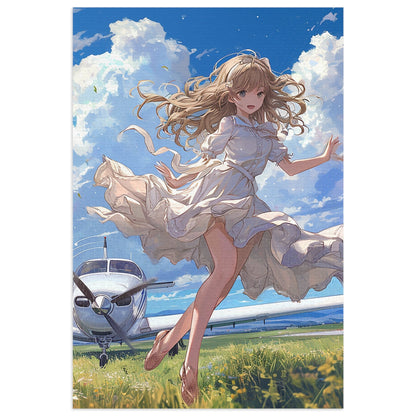 Young Anime Girl and her Airplane Jigsaw Puzzle (30, 110, 252, 500,1000-Piece)