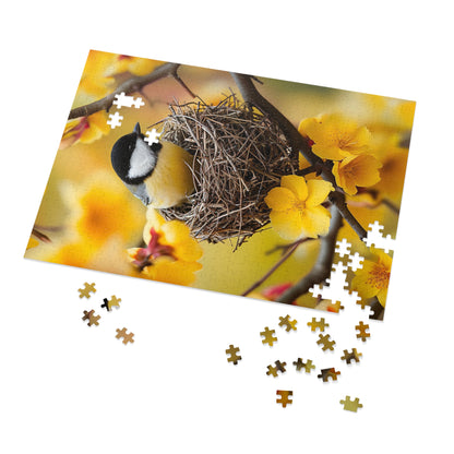 Yellow and Black Bird Nesting Jigsaw Puzzle (30, 110, 252, 500,1000-Piece)