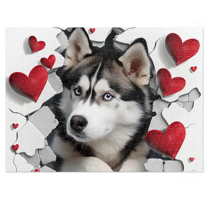 Valentine's Breakout Husky Jigsaw Puzzle (30, 110, 252, 500,1000-Piece)