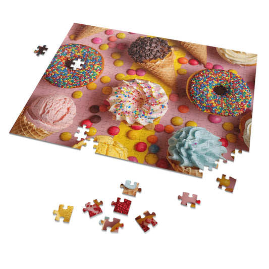 Party Time with Ice Cream, Doughnuts and Cupcakes  Jigsaw Puzzle (30, 110, 252, 500,1000-Piece)