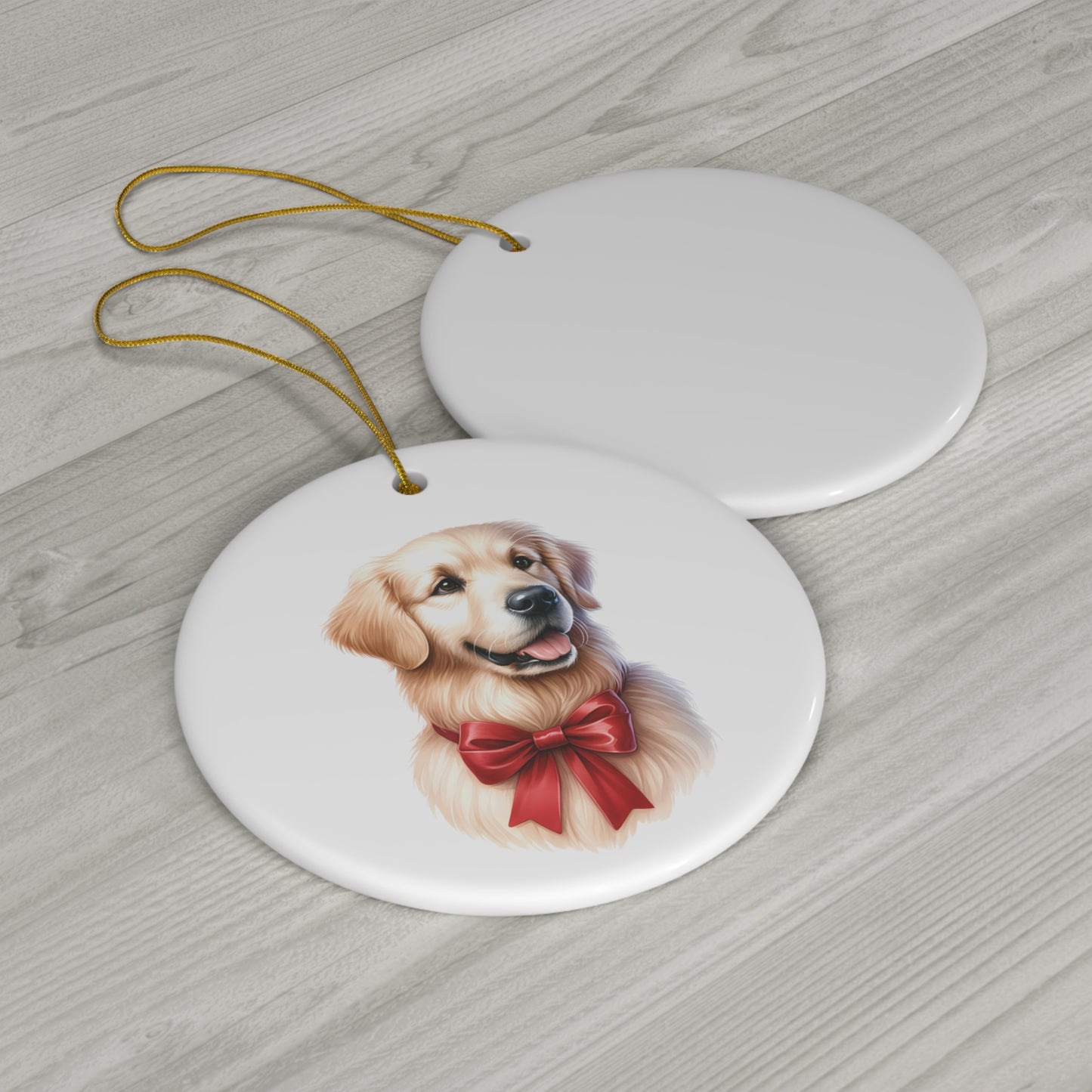 Golden Retriever Christmas Ceramic Ornament