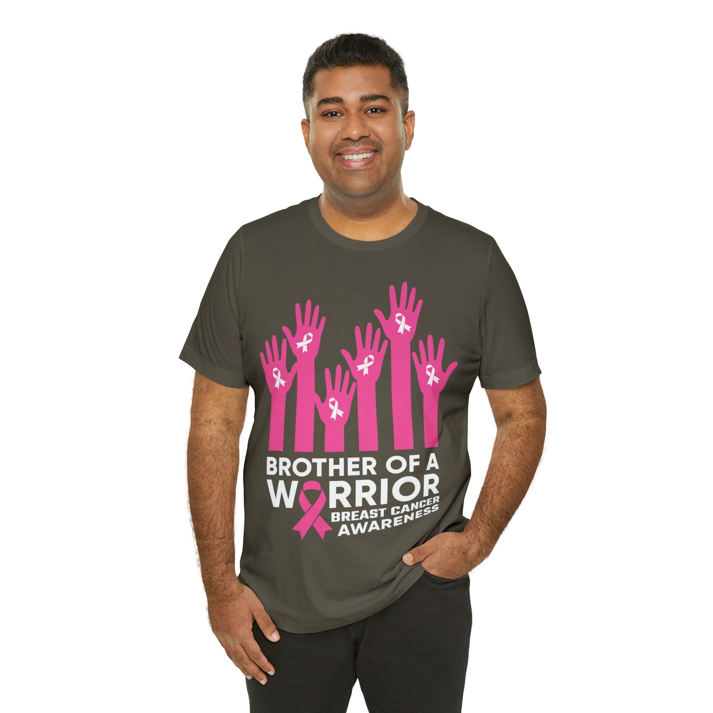 Brother of a Warrior Breast Cancer Awareness Jersey Short Sleeve Tee