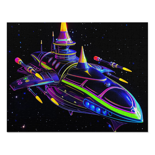 Neon Spaceship Jigsaw Puzzle (30, 110, 252, 500,1000-Piece)