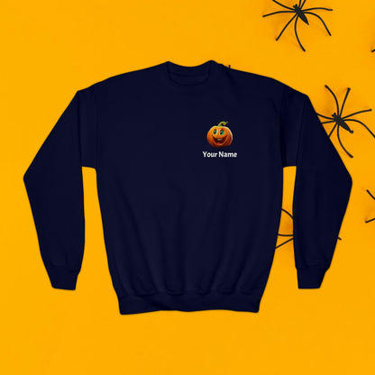 PERSONALIZED Double Sided Print, Halloween Sweatshirt for Kids, Halloween Sweatshirt, Funny Halloween, Youth Crewneck Sweatshirt