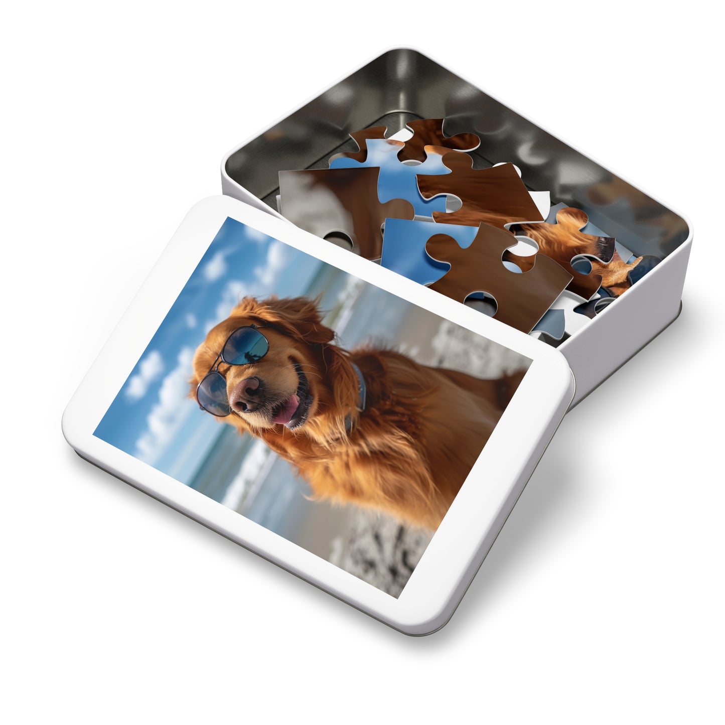 Golden Retriever Sunny at the Beach  Jigsaw Puzzle (30, 110, 252, 500,1000-Piece)