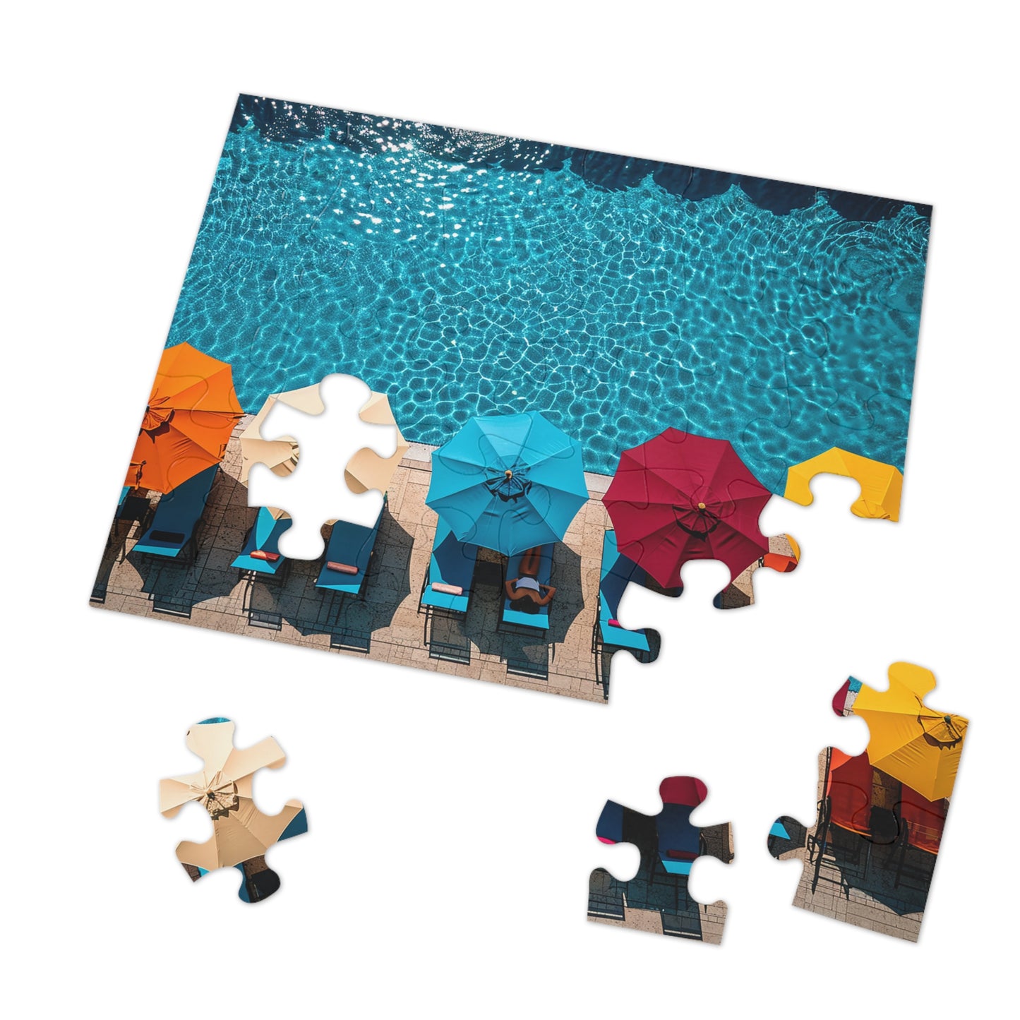 Pool Side Umbrellas Jigsaw Puzzle (30, 110, 252, 500,1000-Piece)