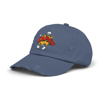 Unisex Distressed Cap - Comic Style 'KAPOW!' Graphic Hat for Bold Adventure Lovers