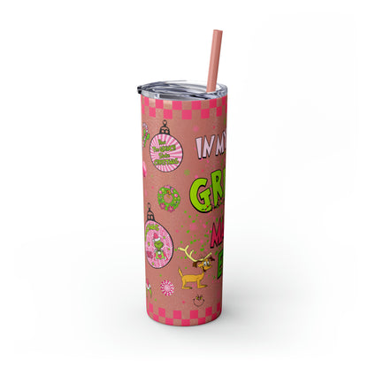 In My Grinch Mama Era  Skinny Tumbler with Straw, 20oz