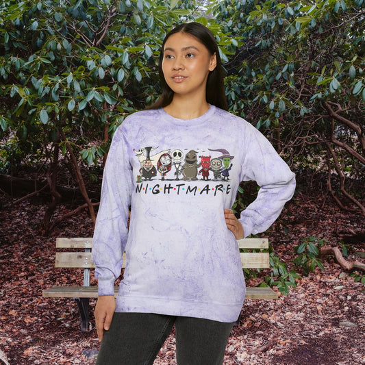 Nightmare Friends Comfort Colors Sweatshirt,  Unisex Color Blast Crewneck Sweatshirt