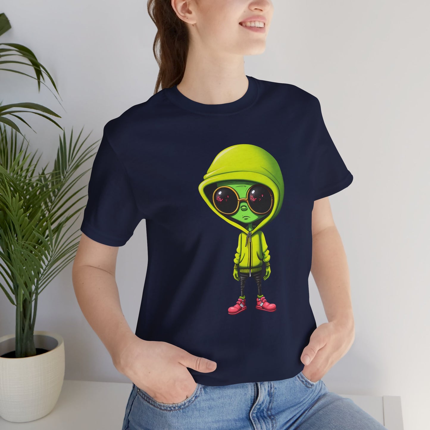 Hip Hop Alien with Grandma's Crew Personalized on Back   Unisex Jersey Short Sleeve Tee