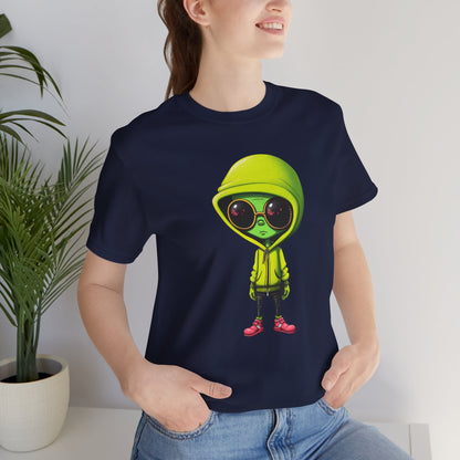 Hip Hop Alien with Grandma's Crew Personalized on Back   Unisex Jersey Short Sleeve Tee