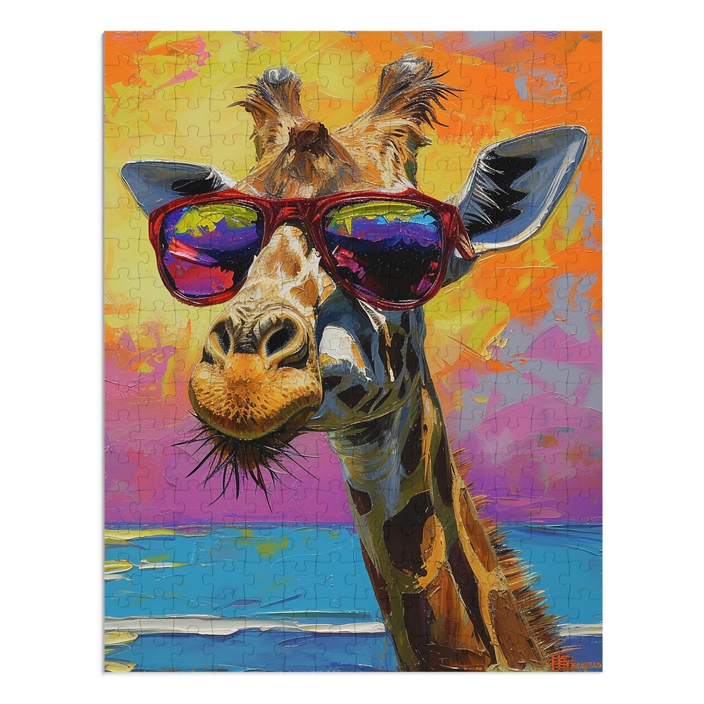 Beach Loving Giraffe Wearing Her Shades Jigsaw Puzzle (30, 110, 252, 500,1000-Piece)