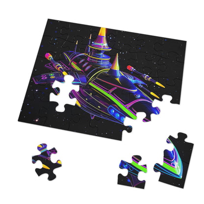 Neon Spaceship Jigsaw Puzzle (30, 110, 252, 500,1000-Piece)