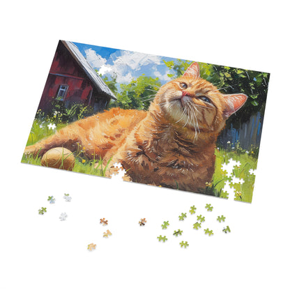 Orange Tabby Cat Laying in the Sun Jigsaw Puzzle (30, 110, 252, 500,1000-Piece)