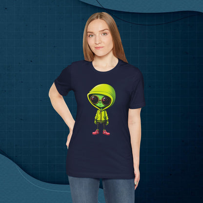 Hip Hop Alien with Grandma's Crew Personalized on Back   Unisex Jersey Short Sleeve Tee