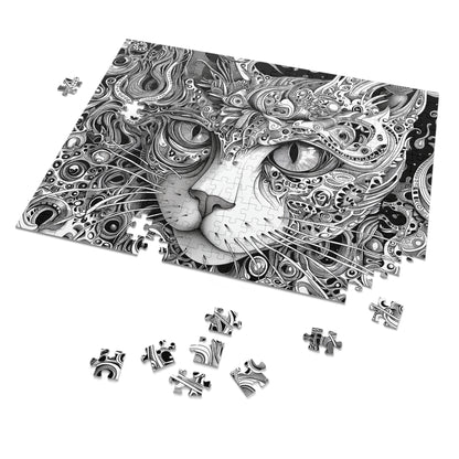 Black and White Cat Sketch Jigsaw Puzzle (30, 110, 252, 500,1000-Piece)