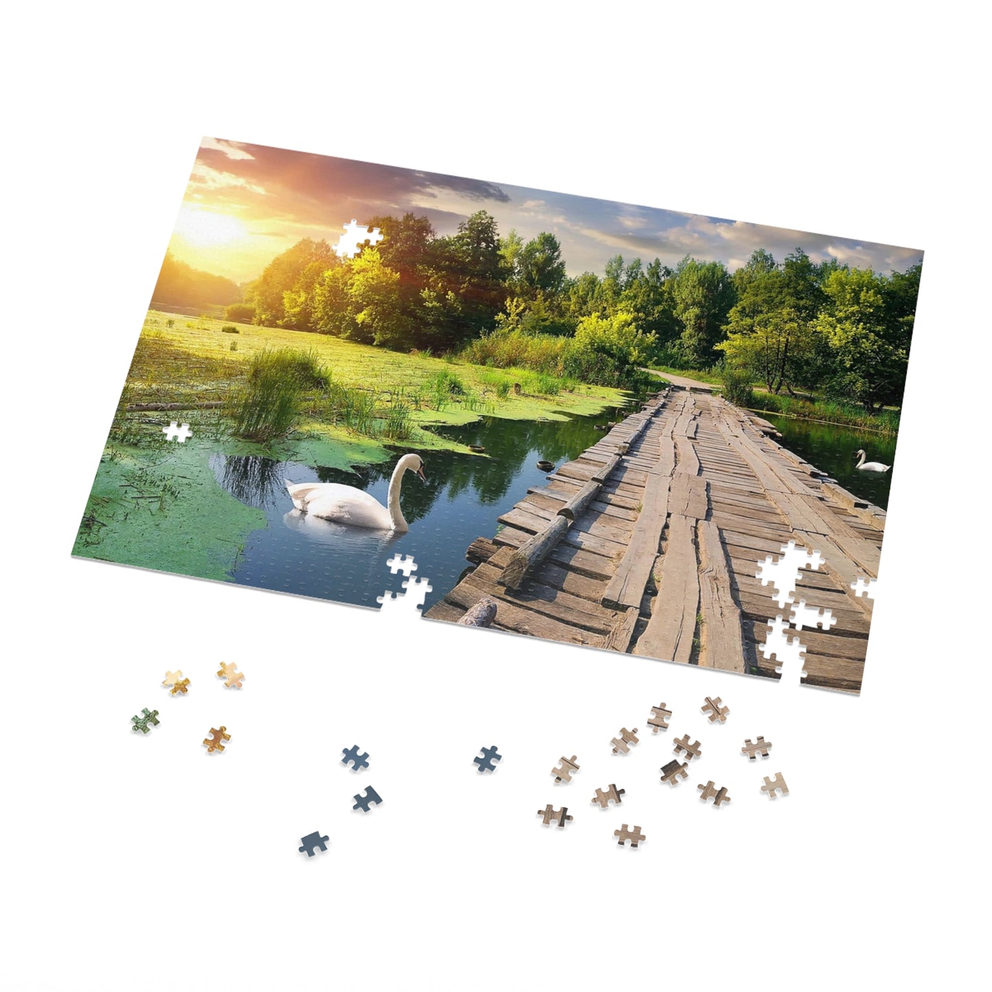 Sunset on Swan Lake  Jigsaw Puzzle (30, 110, 252, 500,1000-Piece)