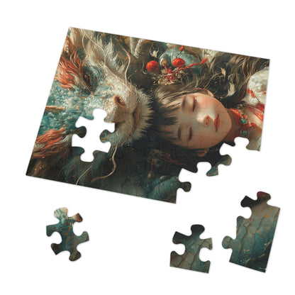 Anime A Girl and her Dragon  Jigsaw Puzzle (30, 110, 252, 500,1000-Piece)