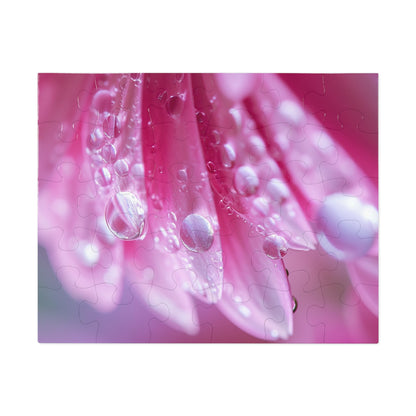 Pink Petals with Dew Drops  Jigsaw Puzzle (30, 110, 252, 500,1000-Piece)