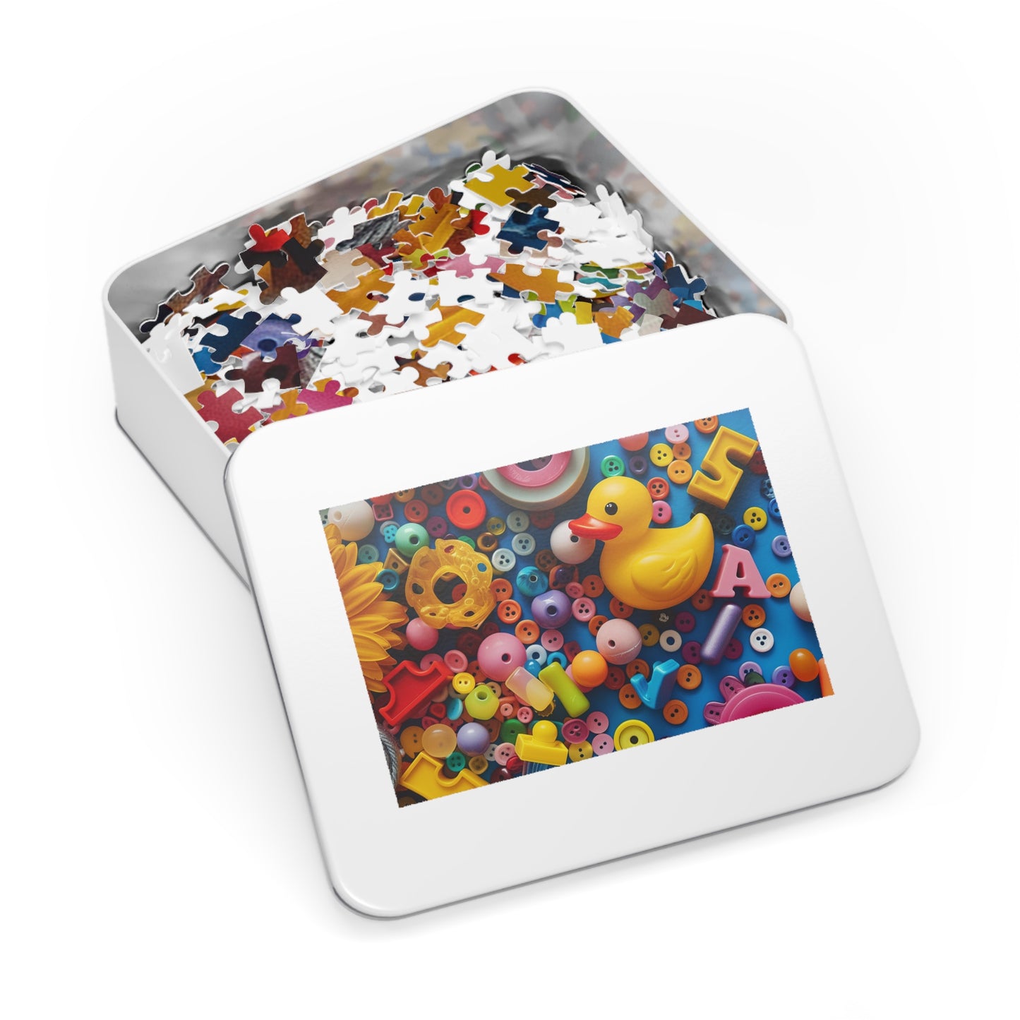 Buttons and Rubber Duckie Jigsaw Puzzle (30, 110, 252, 500,1000-Piece)