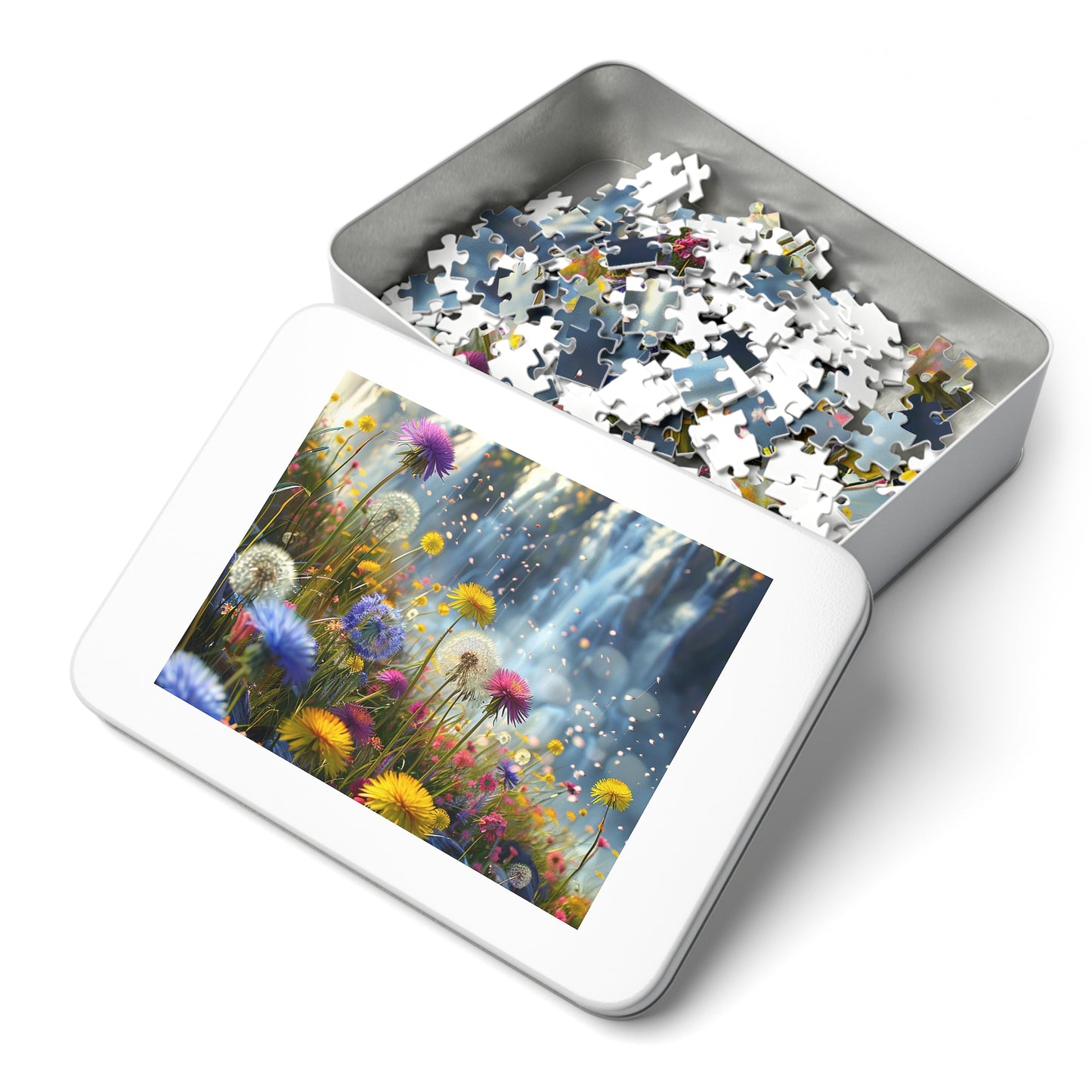 Wildflowers at the Waterfall  Jigsaw Puzzle (30, 110, 252, 500,1000-Piece)