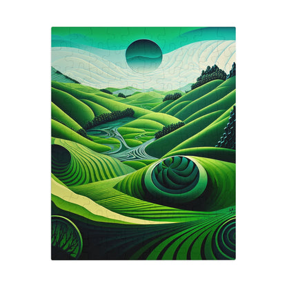 Abstract Green Rolling Fields Jigsaw Puzzle (30, 110, 252, 500,1000-Piece)