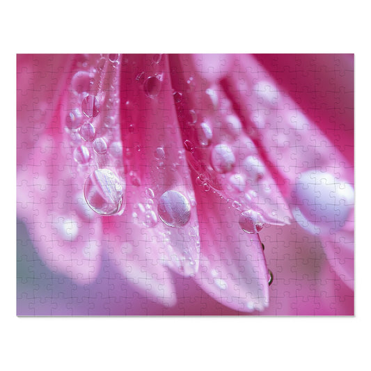 Pink Petals with Dew Drops  Jigsaw Puzzle (30, 110, 252, 500,1000-Piece)