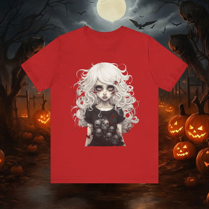 Creepy Doll Halloween Unisex Jersey Short Sleeve Tee