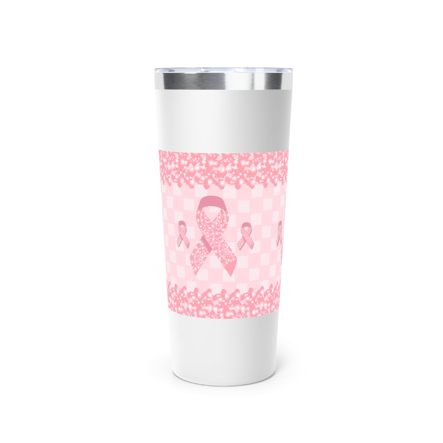 Think Pink Breast Cancer Awareness Pink Ribbon Copper Vacuum Insulated Tumbler, 22oz